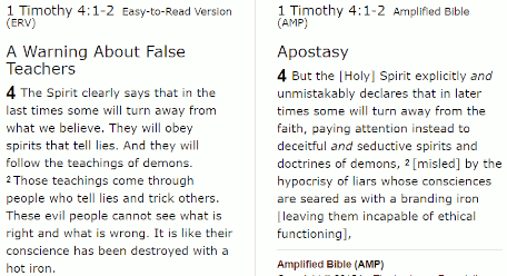 Paul warns about false teachers in the last days when some believers will turn away from and abandon the faith, leaving them incapable of ethical functioning (1 Tim 4:1-2)