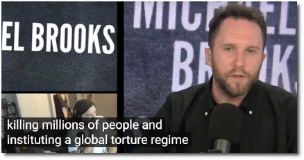 Michael Brooks tells Ellen that wearing fur is not the same thing as killing millions of people and instituting a global torture regime (12 Oct 2019)