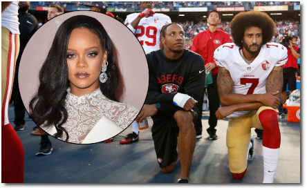 Rihanna tells Vogue that she absolutely turned down the Super Bowl halftime show to stand in solidarity with Colin Kaepernick (in the Nov 2019 issue of Vogue)