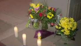 Flowers & candles left at Julie Allen's crash site