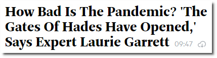 Laurie Garrett says the pandemic has swung open the Gates-of-Hell as U.S. enters a period of exponential growth (12 Nov 2020)