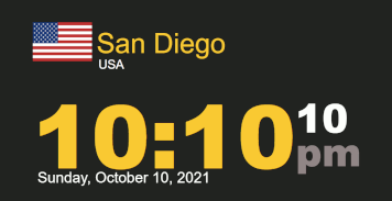 Timestamp Worldclock Sunday 10 October 2021 at 10:10 pm San Diego time