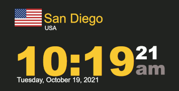 Timestamp Worldclock Tuesday 19 October 2021 at 10:19 am San Diego time