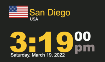 Timestamp Worldclock Saturday 19 March 2022 at 3:19 pm San Diego time