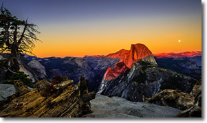 Yosemite at sunset, Half Dome