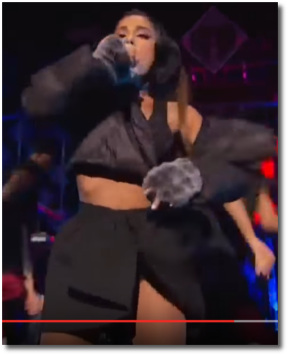 Ariana's skirt lifting itself at the Jingle Ball at MSG NYC Dec 9, 2016