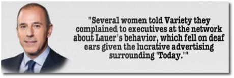 Complaints to executives about Lauer's behavior fell on deaf ears