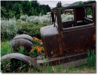 Photo by Hailey Jean of an old car parked out back for many years